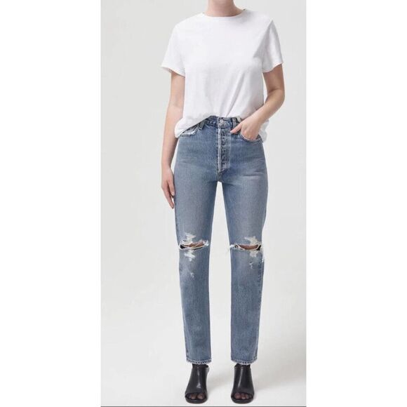 Agolde 90’s Pinch Waist High Rise Straight Size 24 in “Ruler” - Picture 1 of 12